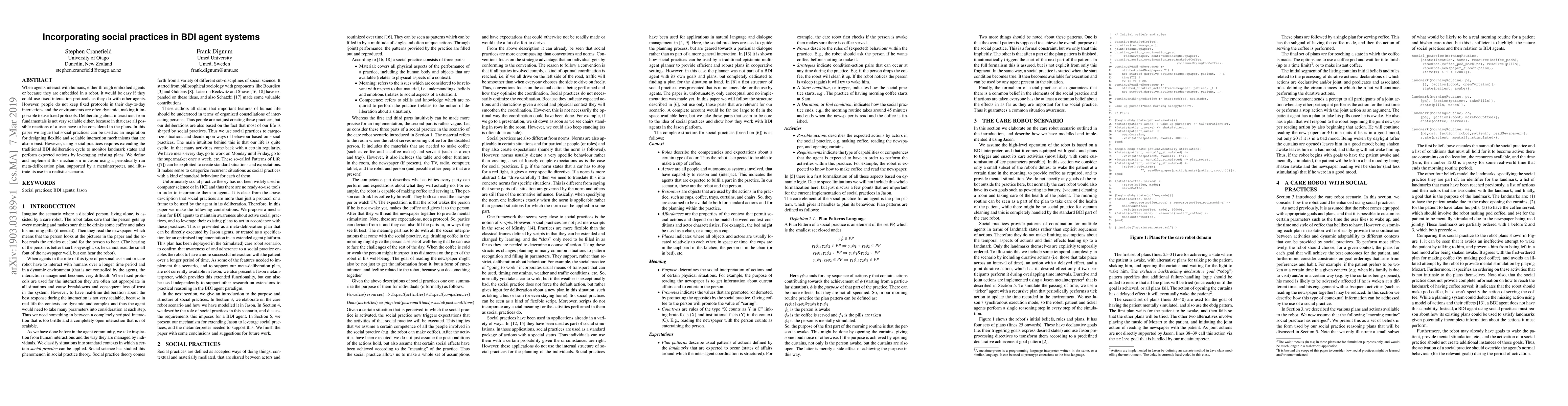 Thumbnail for Incorporating social practices in BDI agent systems