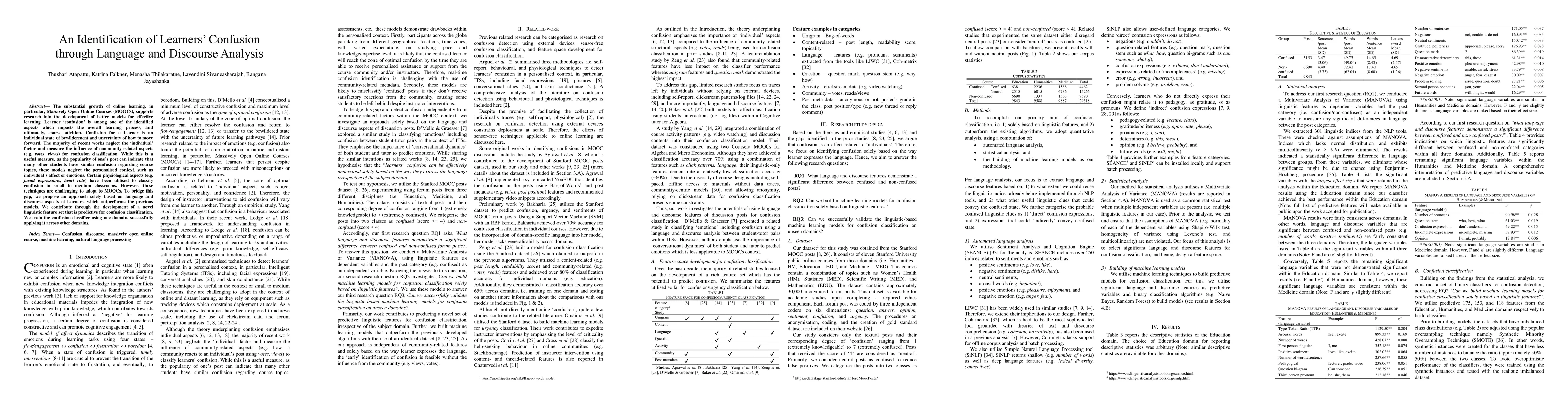 Thumbnail for An Identification of Learners' Confusion through Language and Discourse
  Analysis