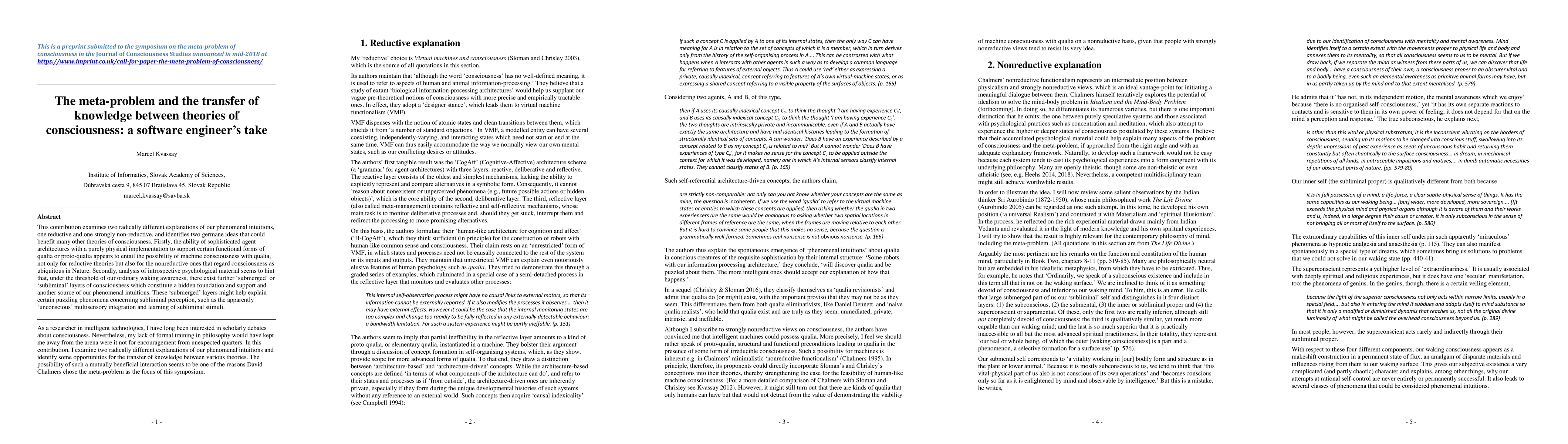Thumbnail for The meta-problem and the transfer of knowledge between theories of
  consciousness: a software engineer's take