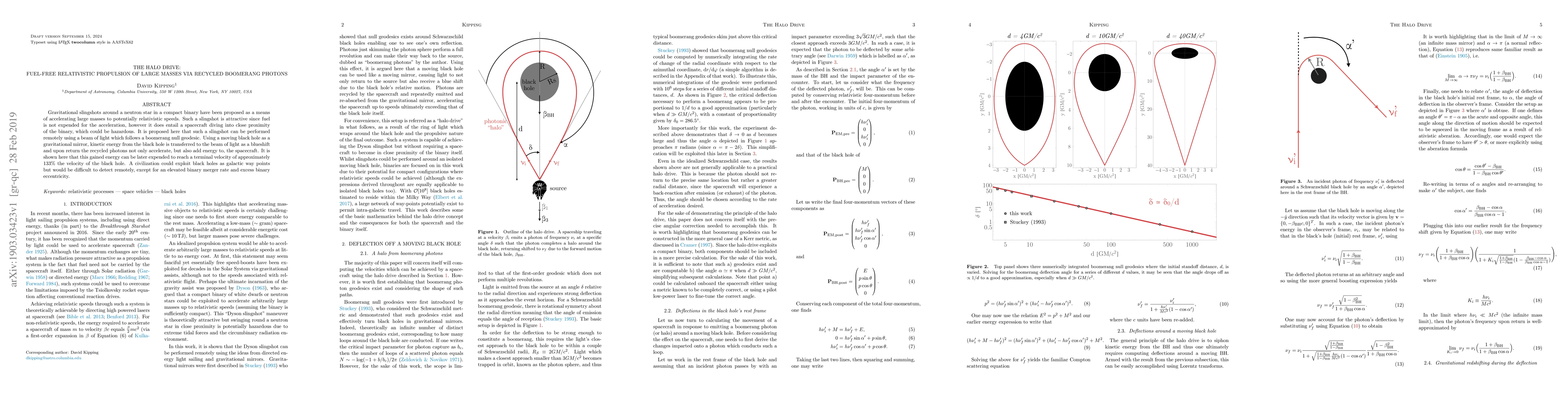 Thumbnail for The Halo Drive: Fuel-Free Relativistic Propulsion of Large Masses via
  Recycled Boomerang Photons