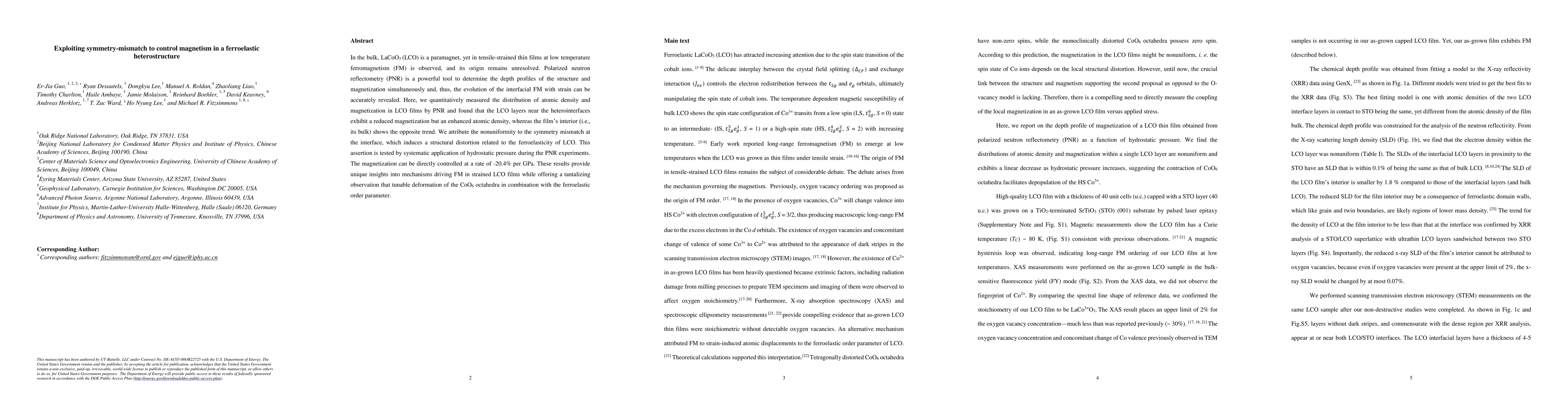 Thumbnail for Exploiting symmetry-mismatch to control magnetism in a ferroelastic
  heterostructure