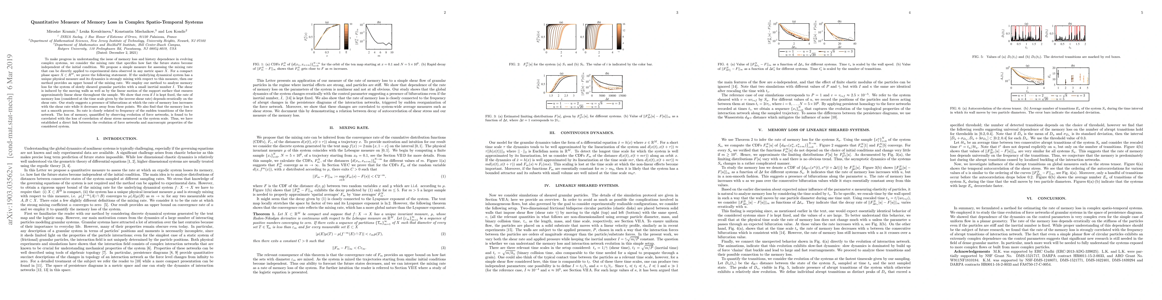 Thumbnail for Quantitative Measure of Memory Loss in Complex Spatio-Temporal Systems