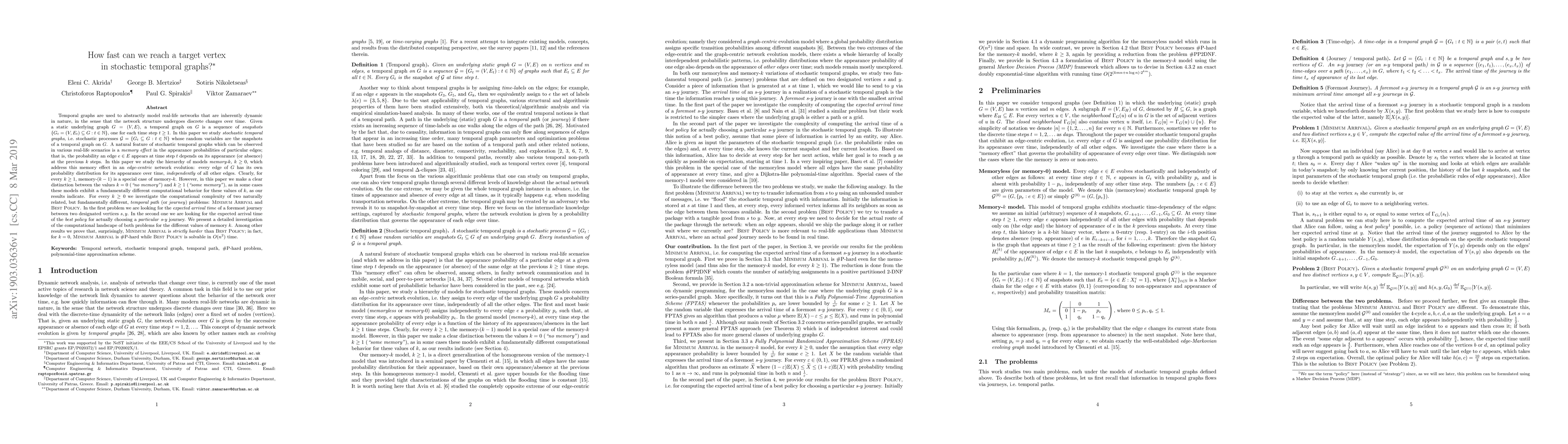 Thumbnail for How fast can we reach a target vertex in stochastic temporal graphs?