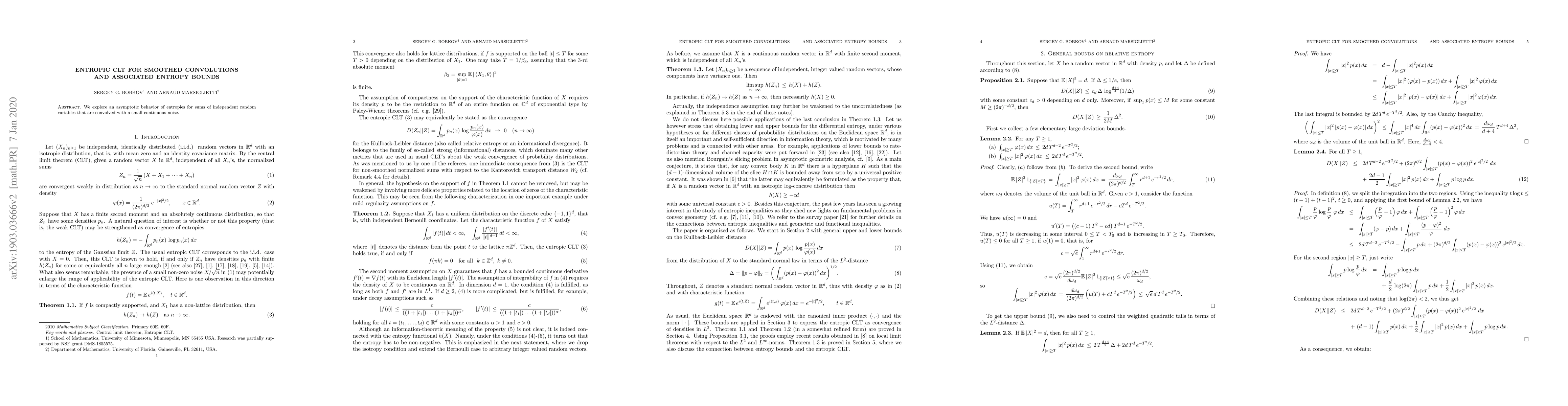 Thumbnail for Entropic CLT for smoothed convolutions and associated entropy bounds