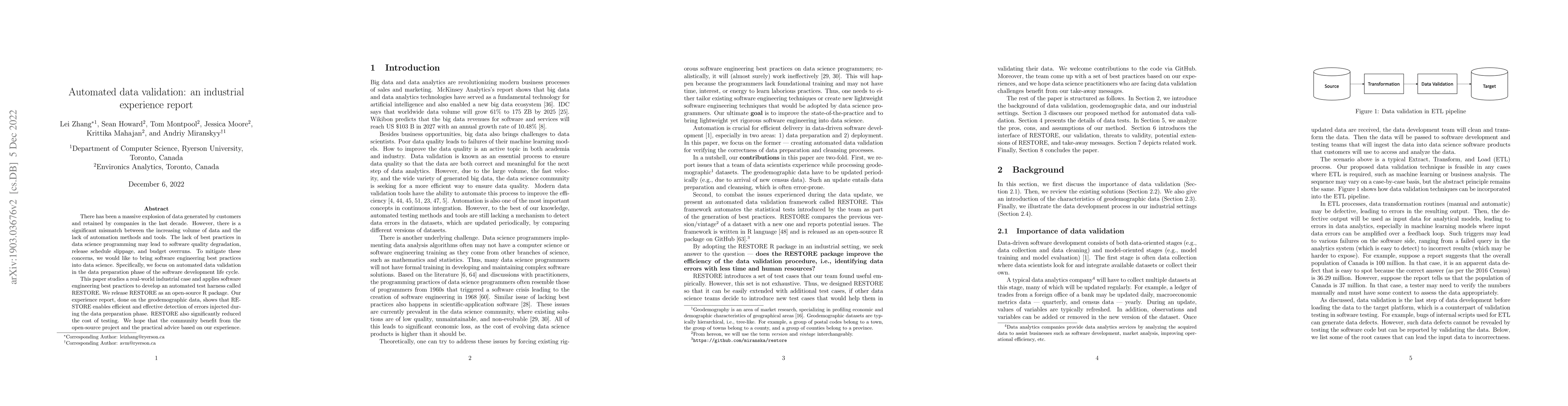 Thumbnail for Automated data validation: an industrial experience report