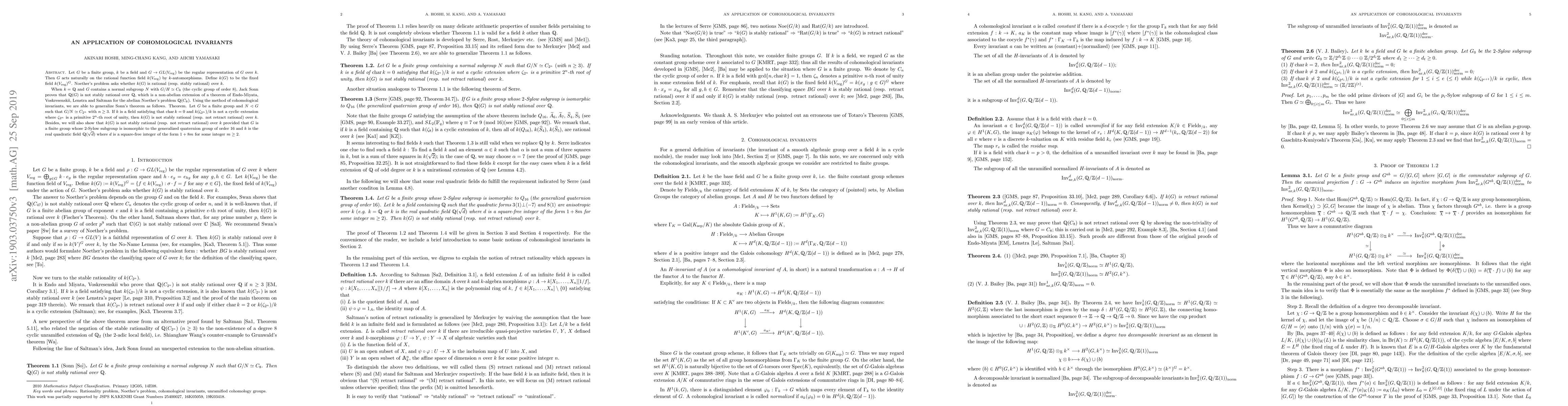 Thumbnail for An application of cohomological invariants