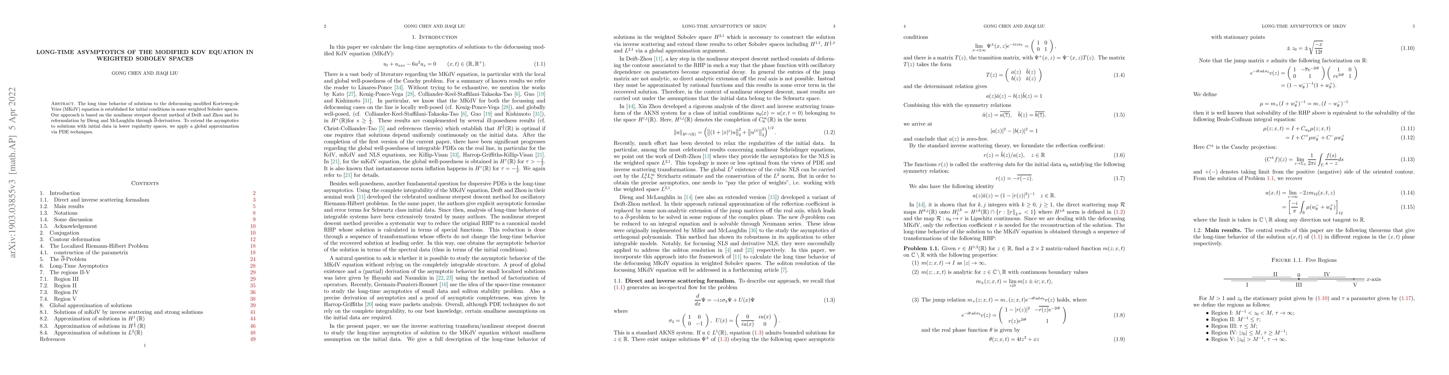 Thumbnail for Long-time asymptotics of the modified KdV equation in weighted Sobolev
  spaces