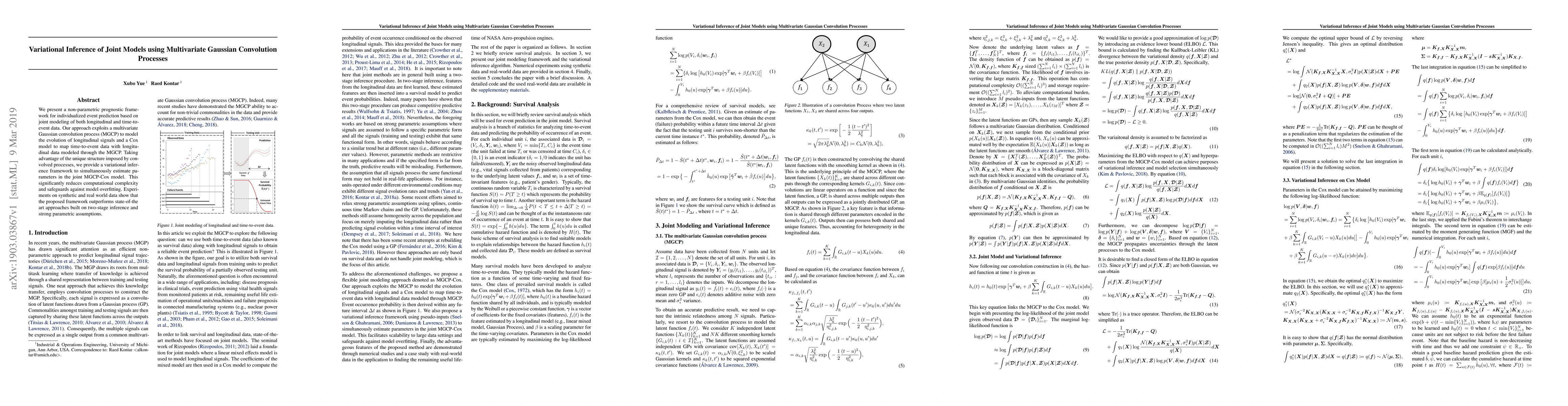 Thumbnail for Variational Inference of Joint Models using Multivariate Gaussian
  Convolution Processes