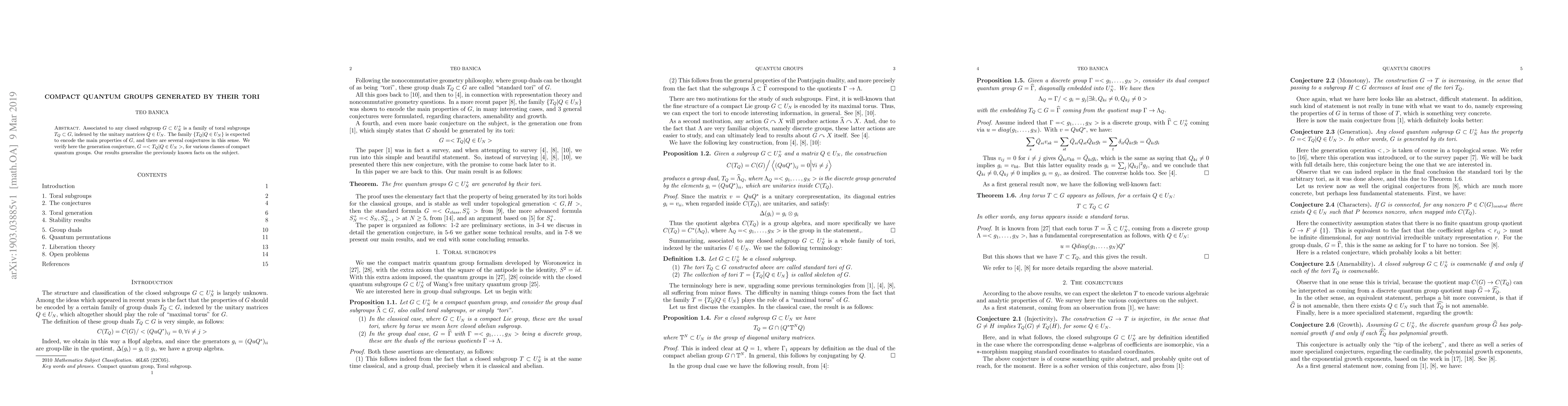 Thumbnail for Compact quantum groups generated by their tori