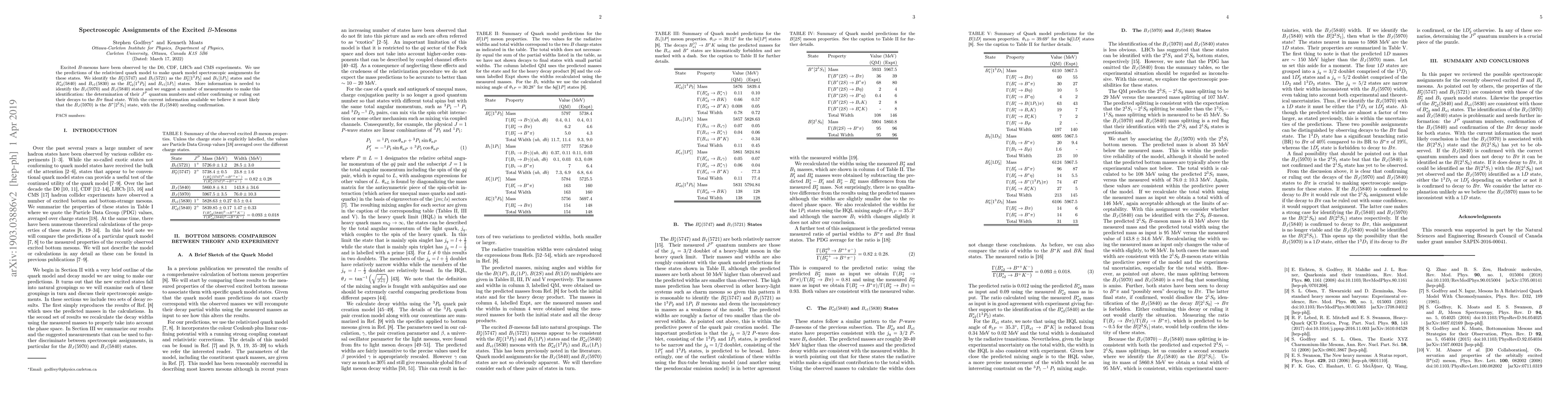 Thumbnail for Spectroscopic Assignments of the Excited $B$-Mesons