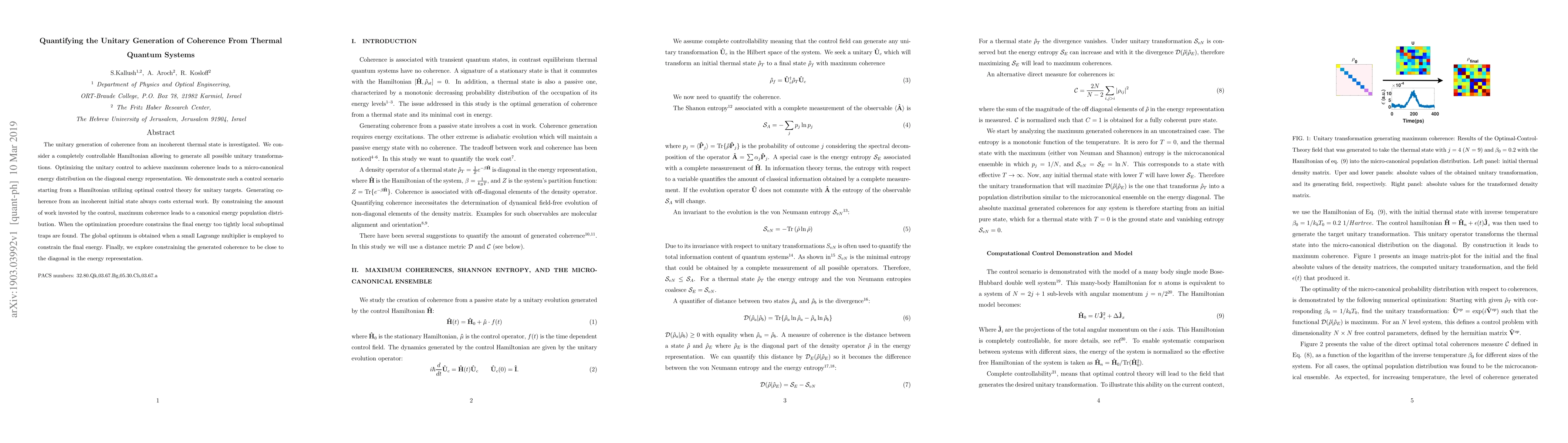 Thumbnail for Quantifying the Unitary Generation of Coherence From Thermal Quantum
  Systems