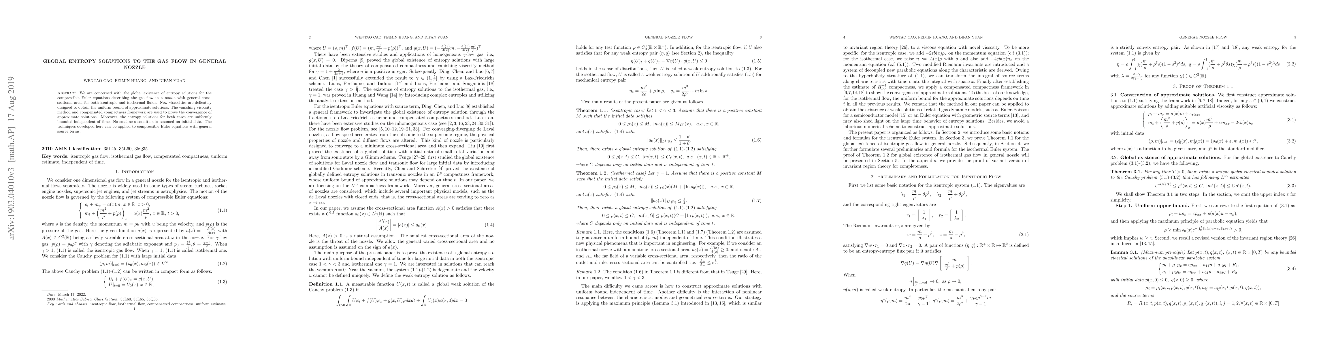 Thumbnail for Global Entropy Solutions to the Gas Flow in General Nozzle