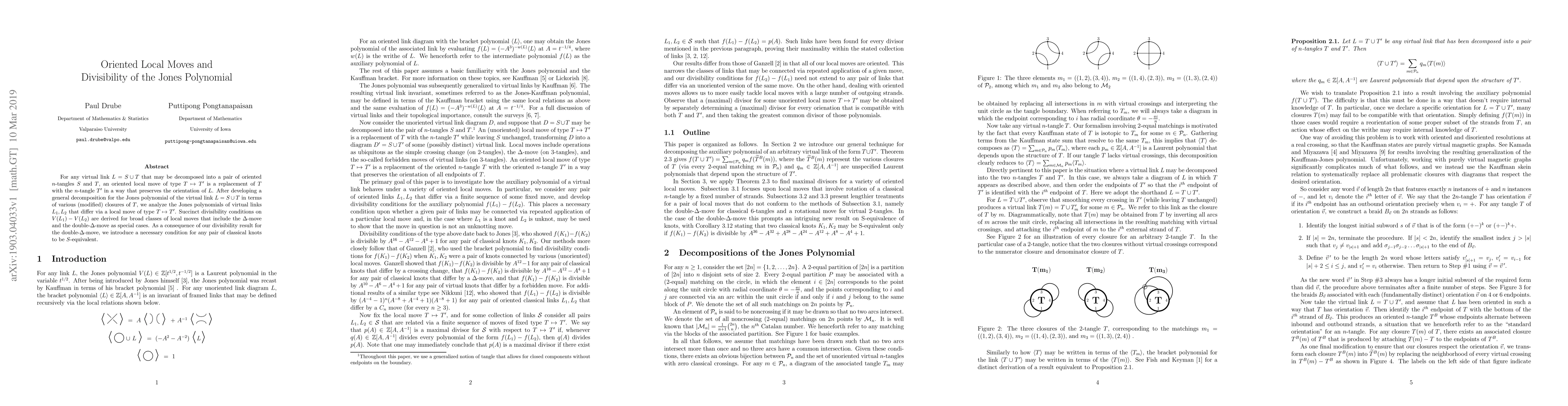Thumbnail for Oriented Local Moves and Divisibility of the Jones Polynomial