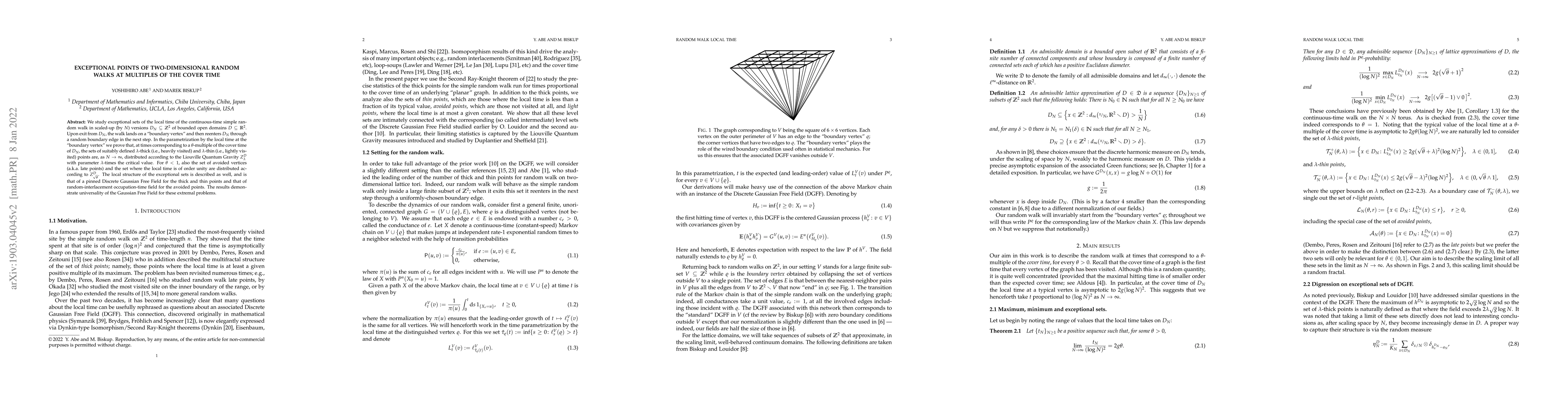 Thumbnail for Exceptional points of two-dimensional random walks at multiples of the
  cover time