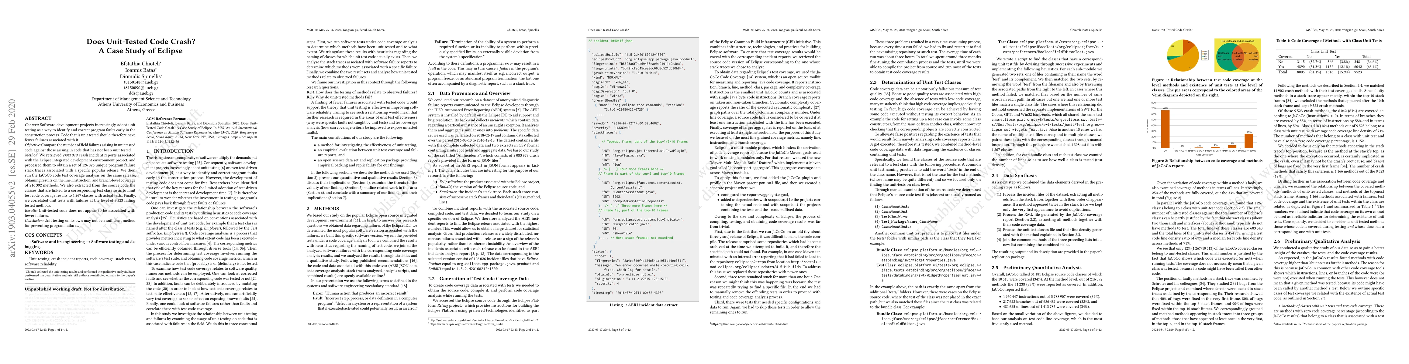 Thumbnail for Does Unit-Tested Code Crash? A Case Study of Eclipse