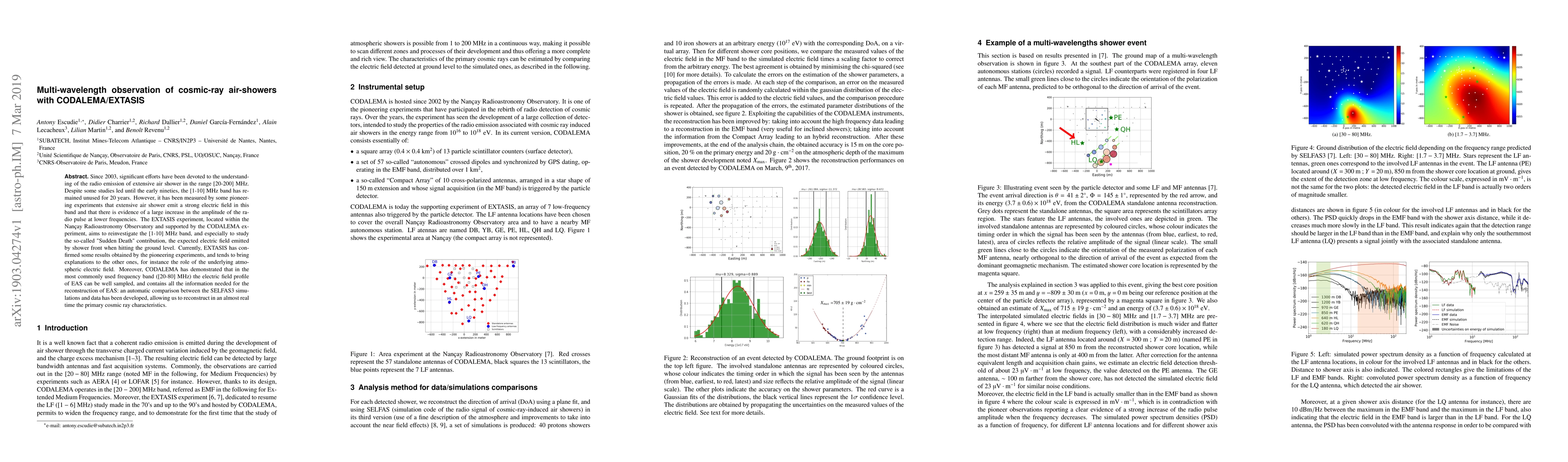 Thumbnail for Multi-wavelength observation of cosmic-ray air-showers with
  CODALEMA/EXTASIS