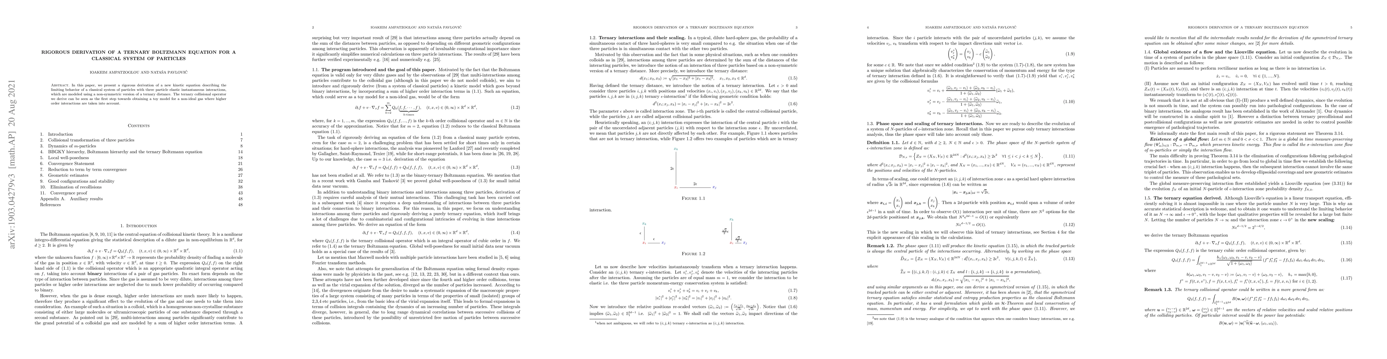 Thumbnail for Rigorous derivation of a ternary Boltzmann equation for a classical
  system of particles