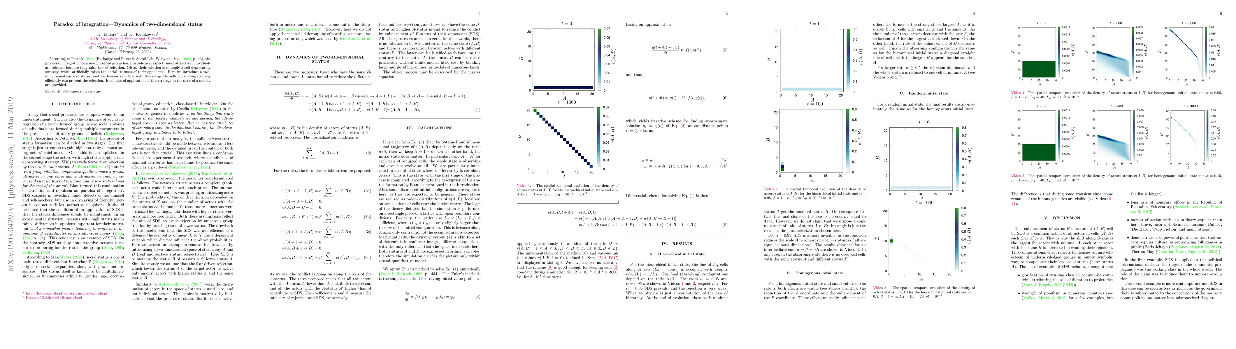 Thumbnail for Paradox of integration -- Dynamics of two-dimensional status
