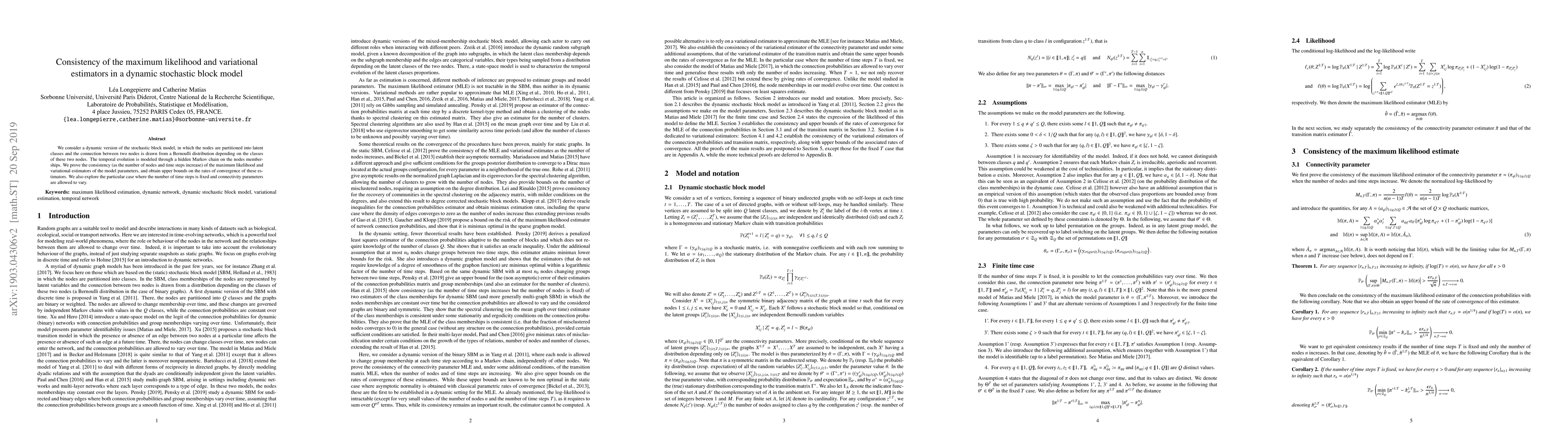 Thumbnail for Consistency of the maximum likelihood and variational estimators in a
  dynamic stochastic block model