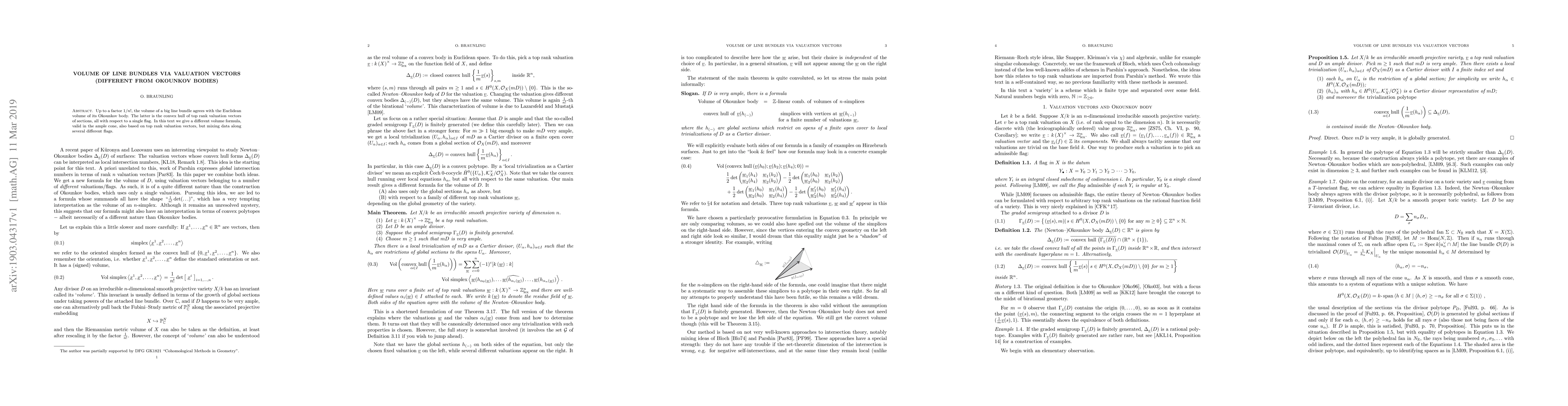 Thumbnail for Volume of line bundles via valuation vectors (different from Okounkov
  bodies)