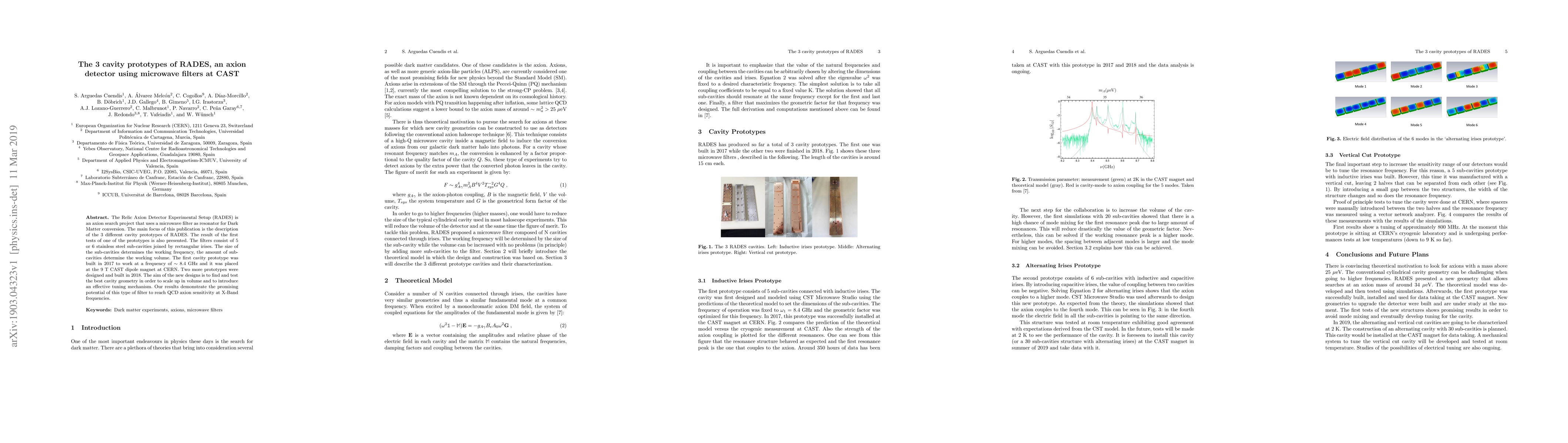 Thumbnail for The 3 cavity prototypes of RADES, an axion detector using microwave
  filters at CAST