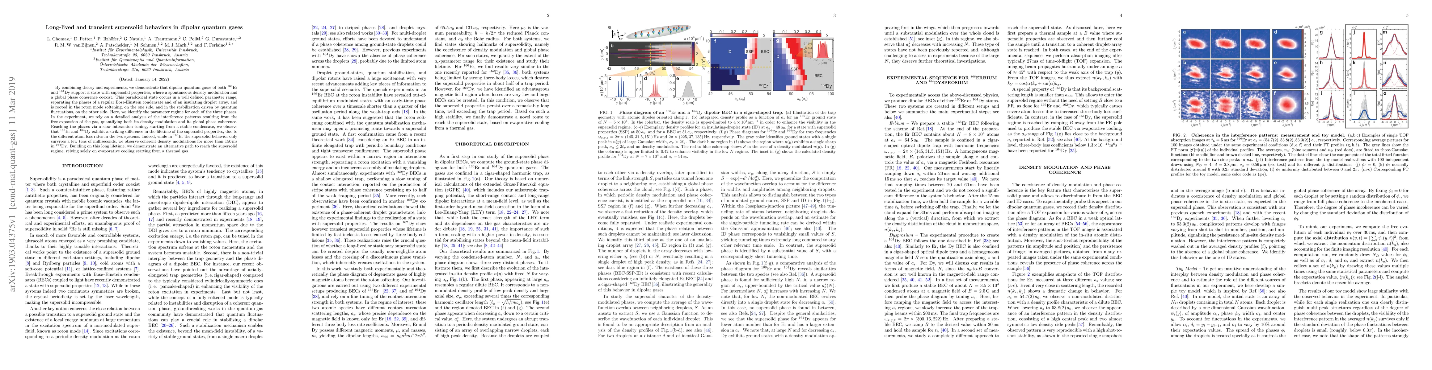 Thumbnail for Long-lived and transient supersolid behaviors in dipolar quantum gases