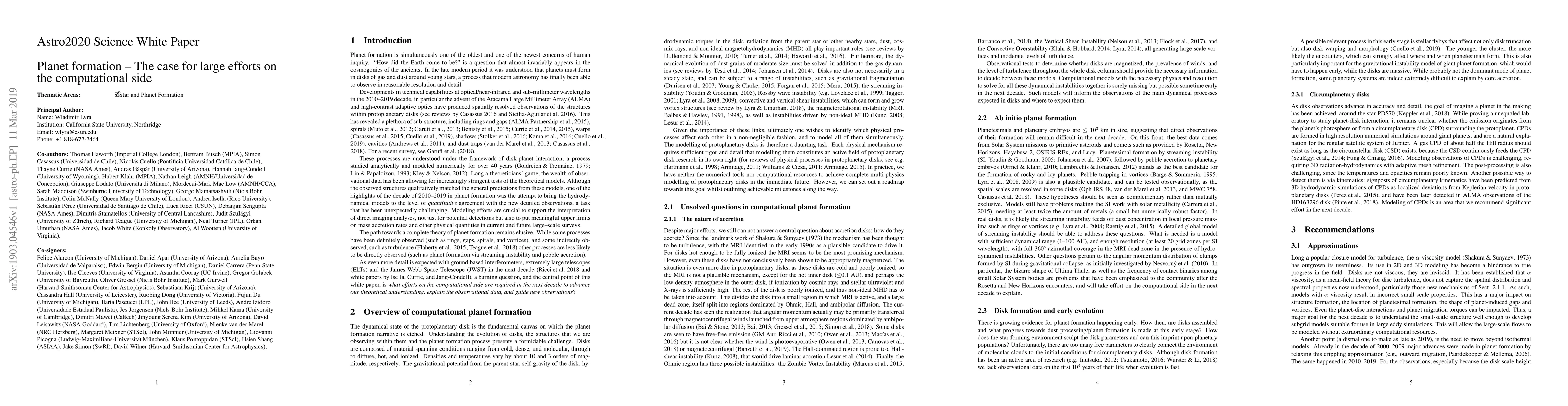 Thumbnail for Planet formation: The case for large efforts on the computational side
