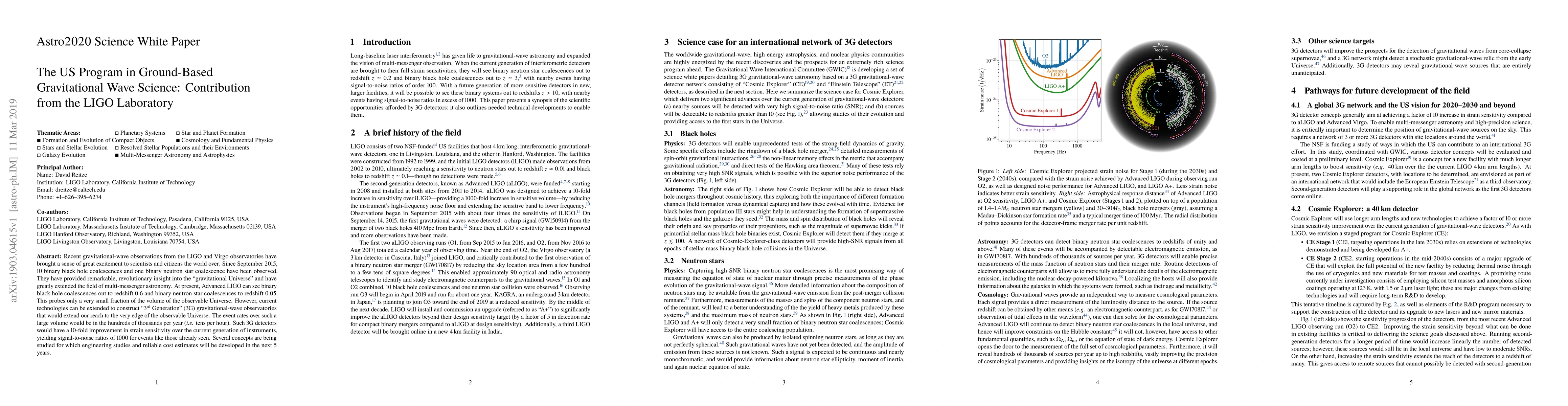 Thumbnail for The US Program in Ground-Based Gravitational Wave Science: Contribution
  from the LIGO Laboratory