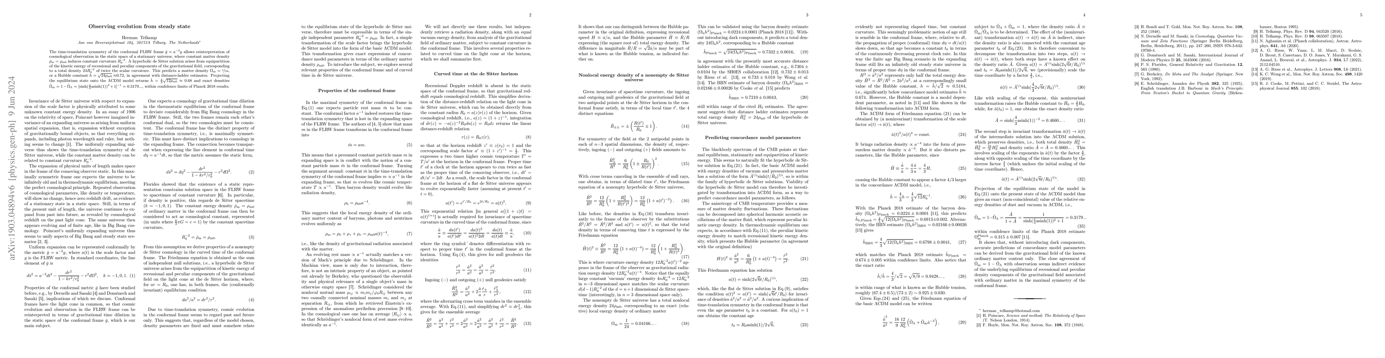Thumbnail for Observing evolution from steady state