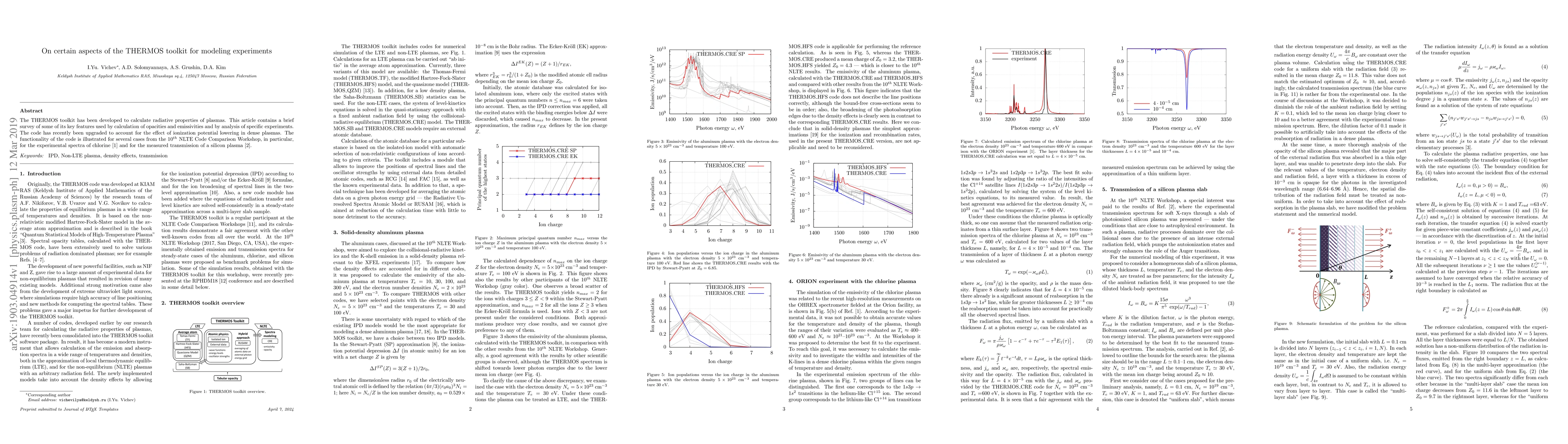 Thumbnail for On certain aspects of the THERMOS toolkit for modeling experiments