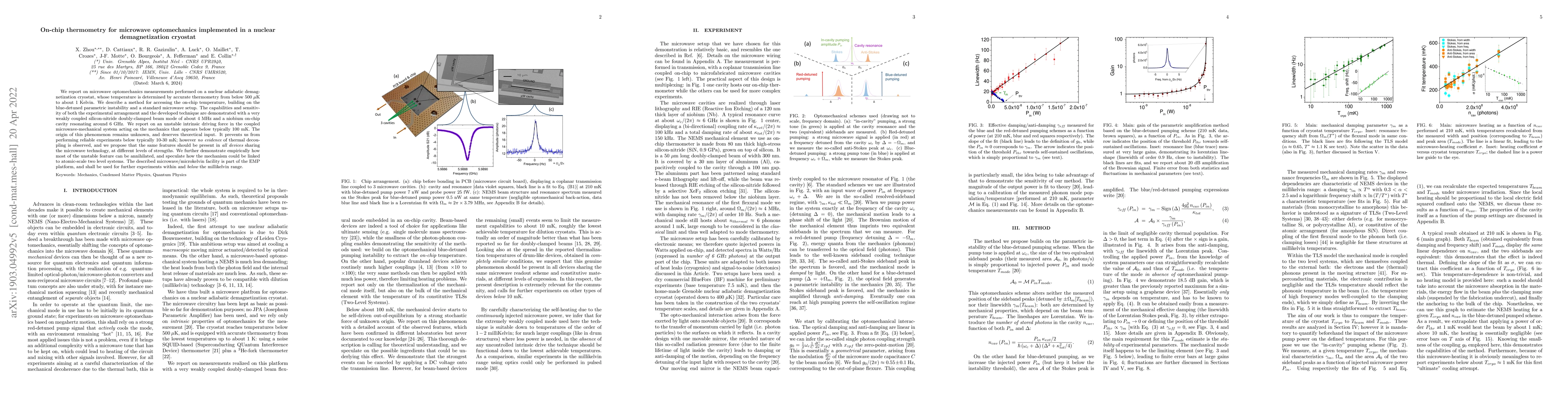 Thumbnail for On-chip thermometry for microwave optomechanics implemented in a nuclear
  demagnetization cryostat