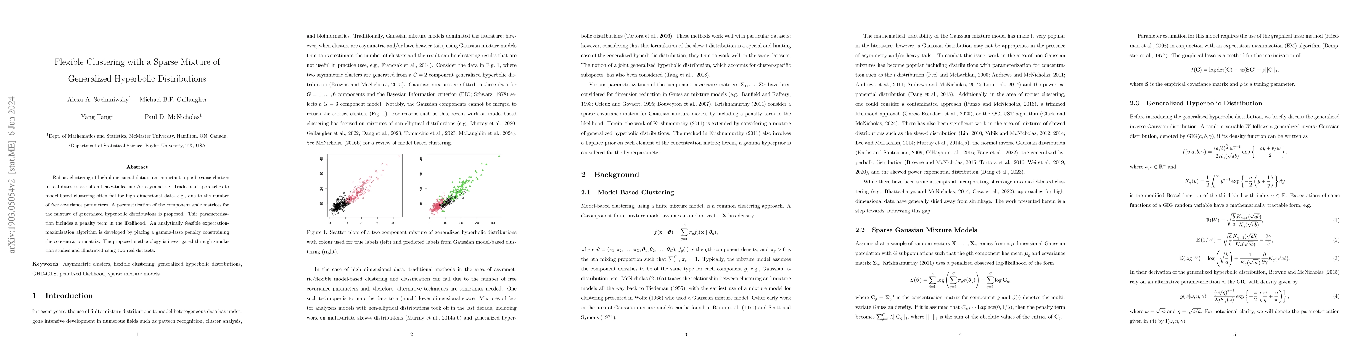 Thumbnail for Flexible Clustering with a Sparse Mixture of Generalized Hyperbolic
  Distributions