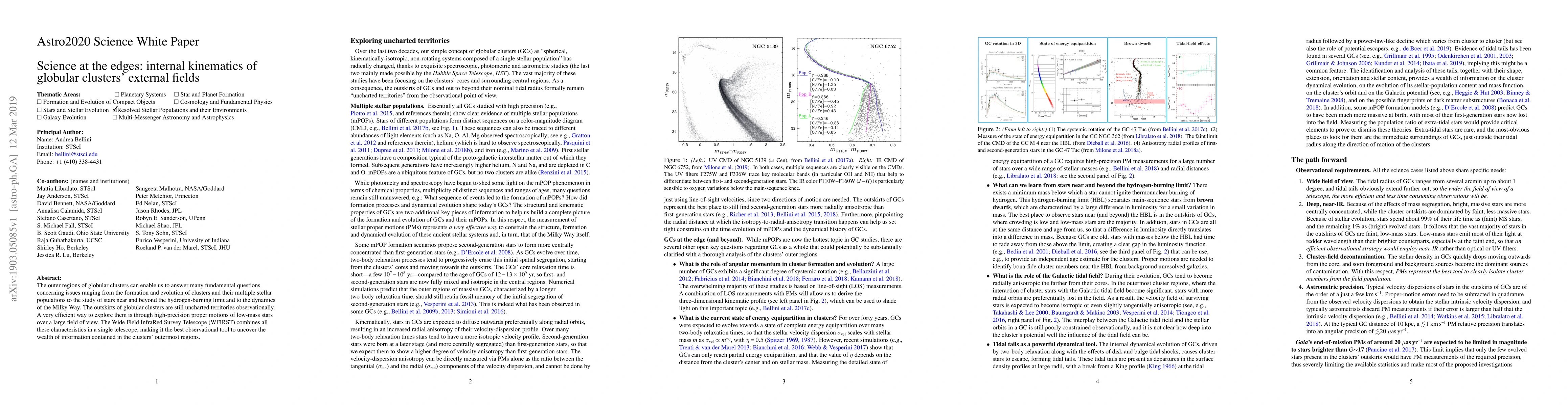 Thumbnail for Astro2020 Science White Paper: Science at the edges: internal kinematics
  of globular clusters' external fields