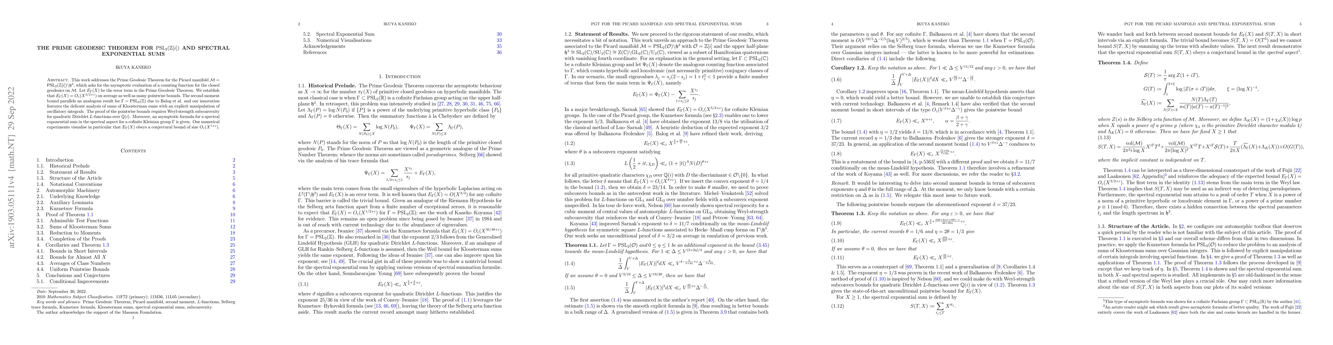 Thumbnail for The Prime Geodesic Theorem for $\mathrm{PSL}_{2}(\mathbb{Z}[i])$ and
  Spectral Exponential Sums