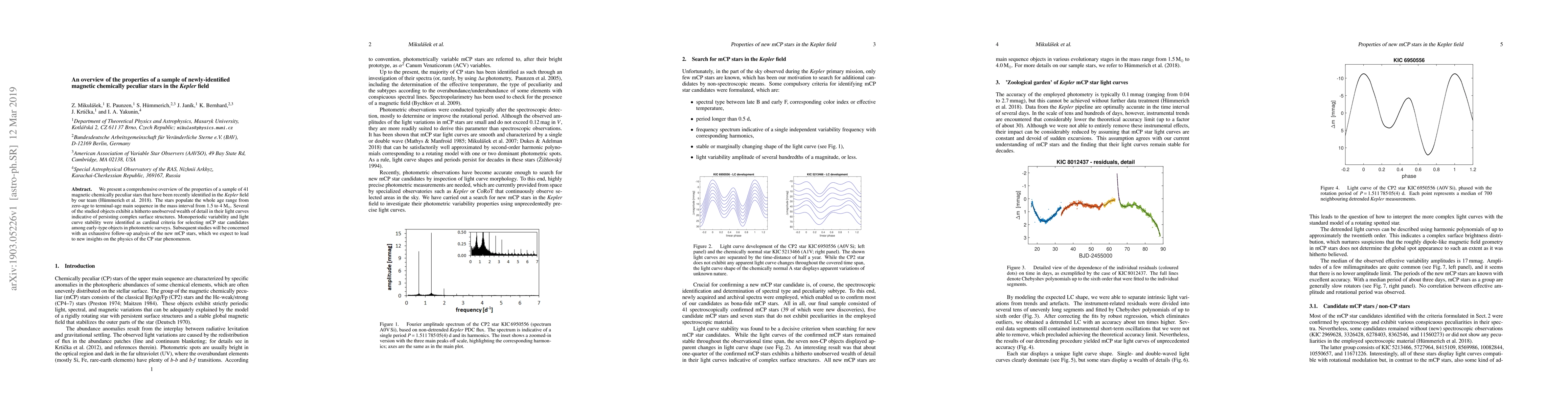 Thumbnail for An overview of the properties of a sample of newly-identified magnetic
  chemically peculiar stars in the Kepler field