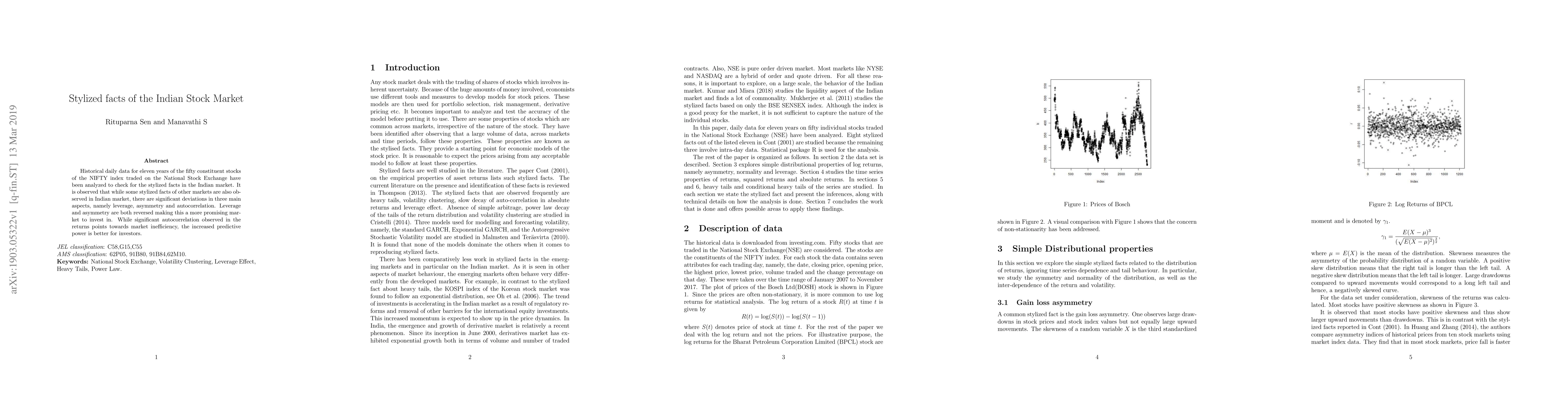 Thumbnail for Stylized facts of the Indian Stock Market
