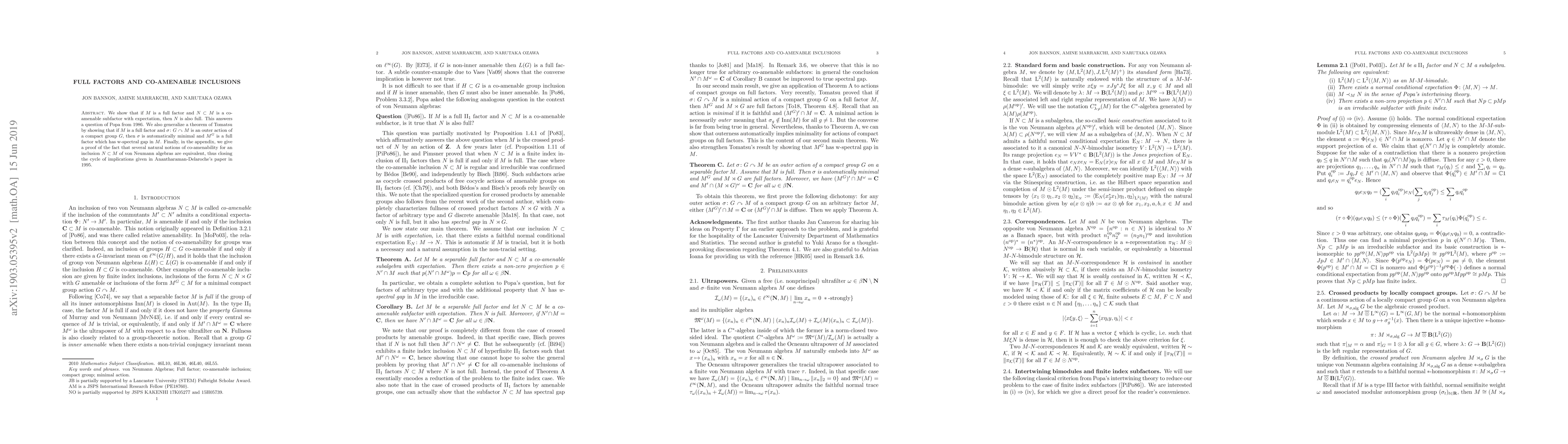 Thumbnail for Full factors and co-amenable inclusions