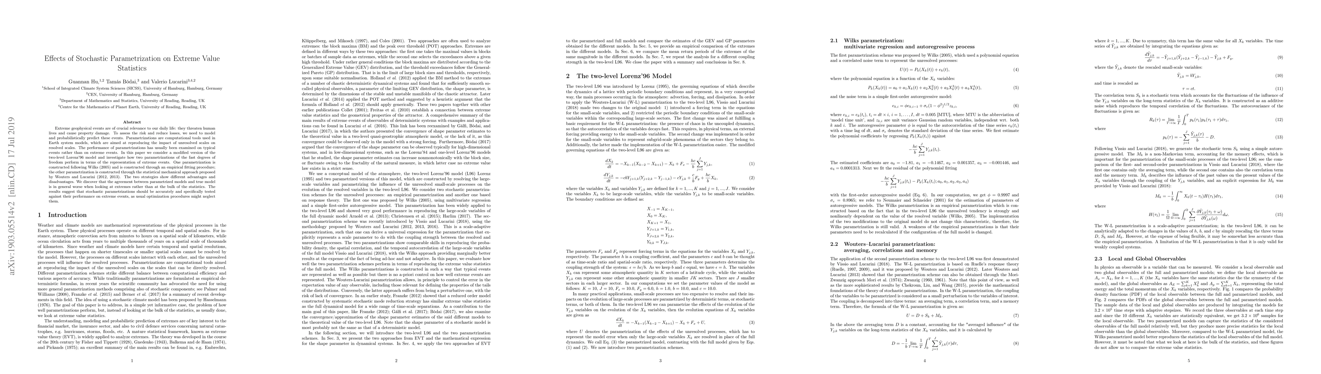 Thumbnail for Effects of Stochastic Parametrization on Extreme Value Statistics