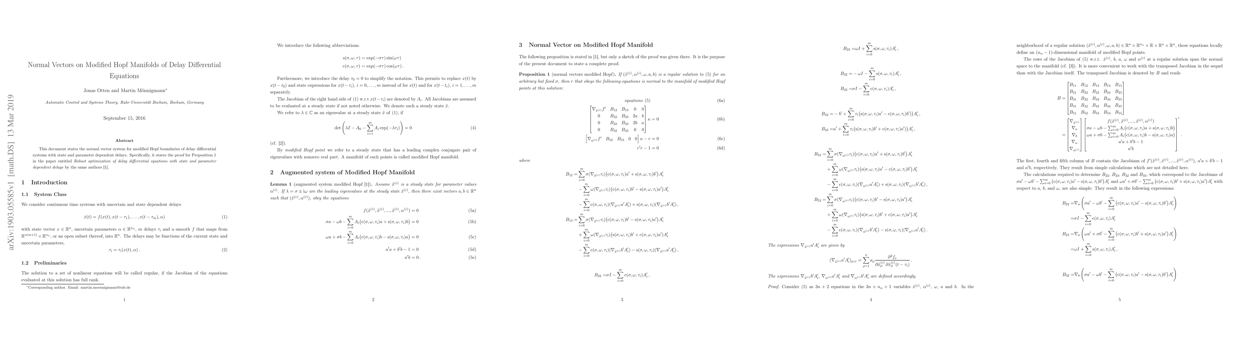 Thumbnail for Normal Vectors on Modified Hopf Manifolds of Delay Differential
  Equations
