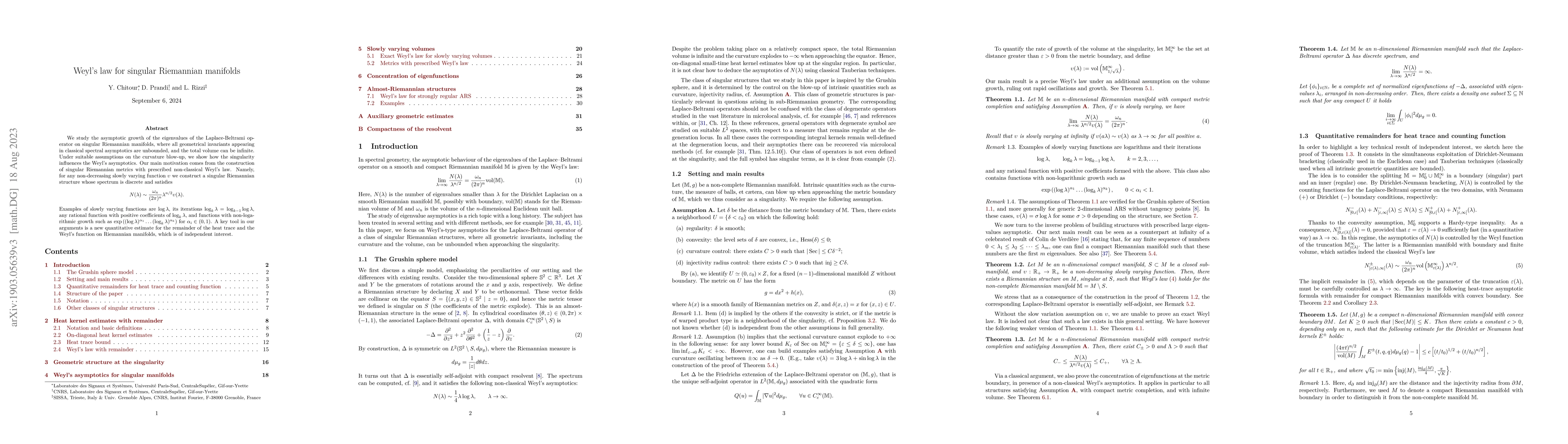 Thumbnail for Weyl's law for singular Riemannian manifolds