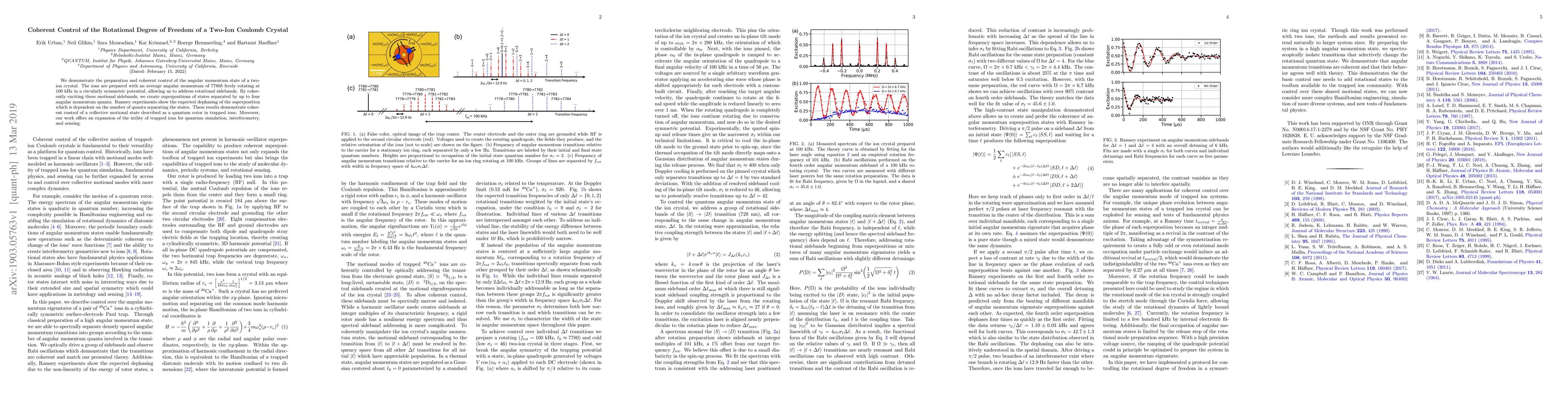 Thumbnail for Coherent Control of the Rotational Degree of Freedom of a Two-Ion
  Coulomb Crystal