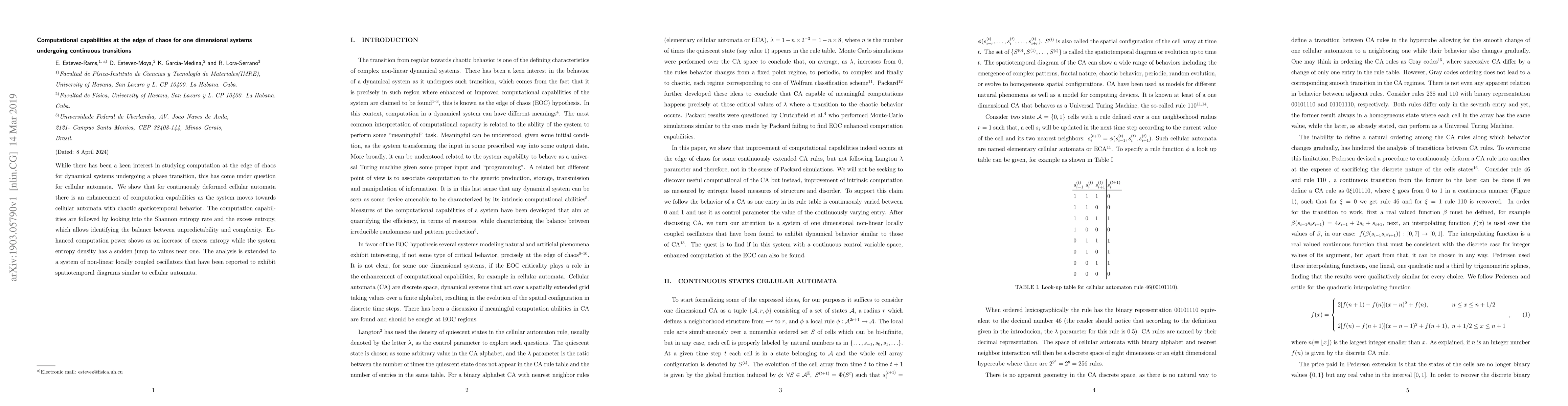 Thumbnail for Computational capabilities at the edge of chaos for one dimensional
  system undergoing continuous transitions
