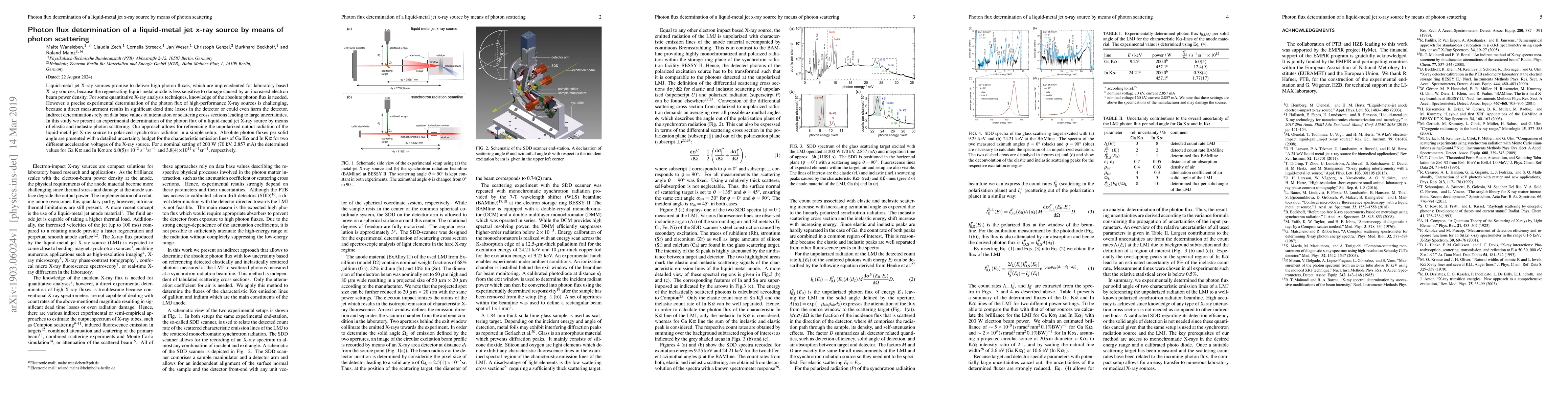 Thumbnail for Photon flux determination of a liquid-metal jet x-ray source by means of
  photon scattering
