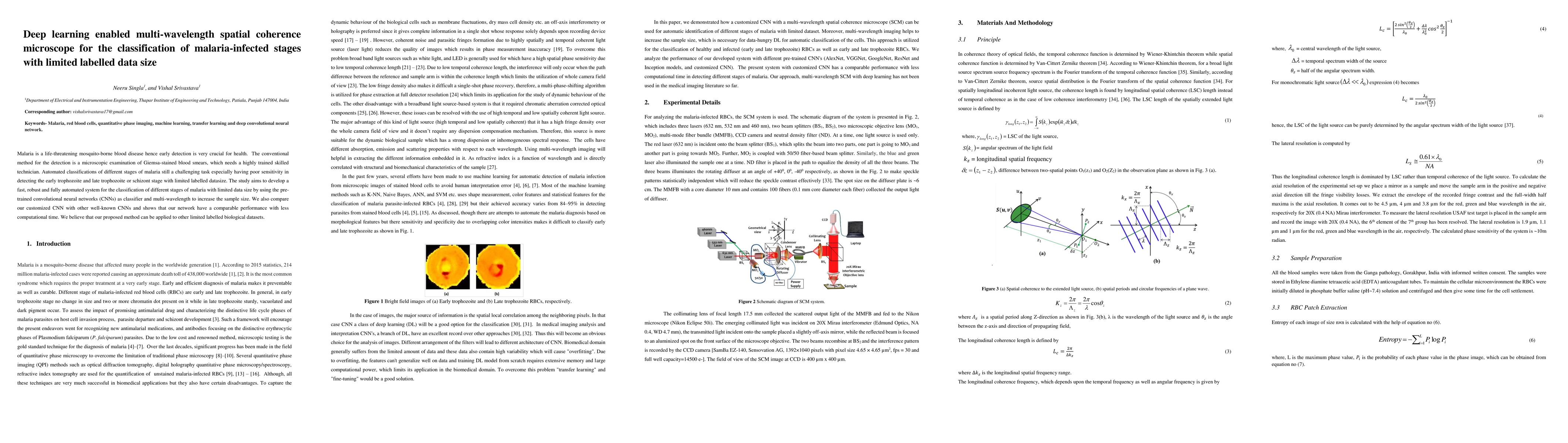 Thumbnail for Deep learning enabled multi-wavelength spatial coherence microscope for
  the classification of malaria-infected stages with limited labelled data size