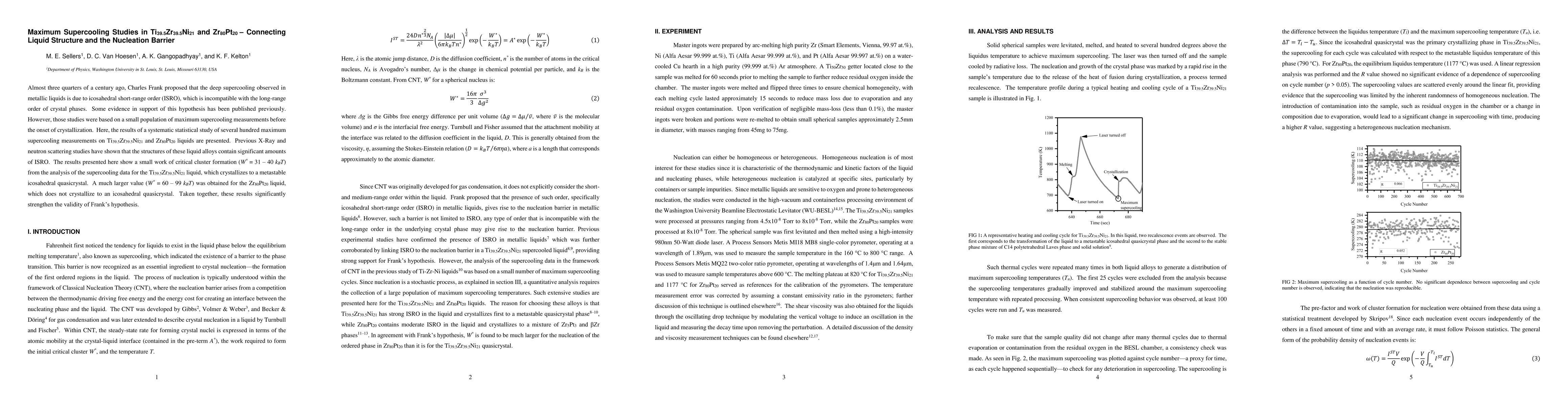 Thumbnail for Maximum Supercooling Studies in Ti39.5Zr39.5Ni21 and Zr80Pt20 -
  Connecting Liquid Structure and the Nucleation Barrier