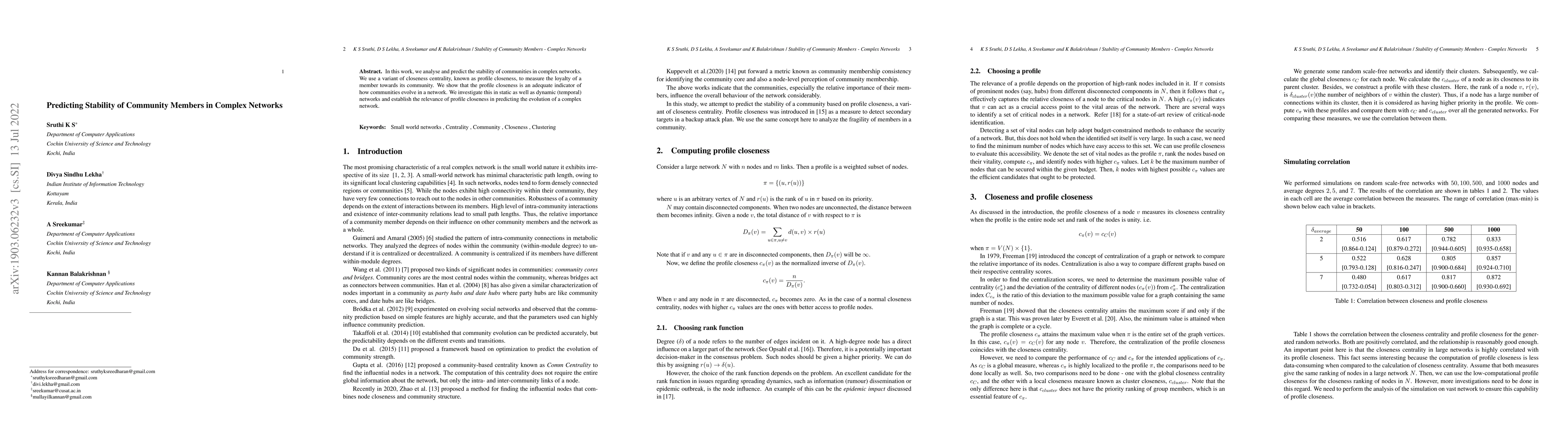 Thumbnail for Predicting Stability of Community Members in Complex Networks