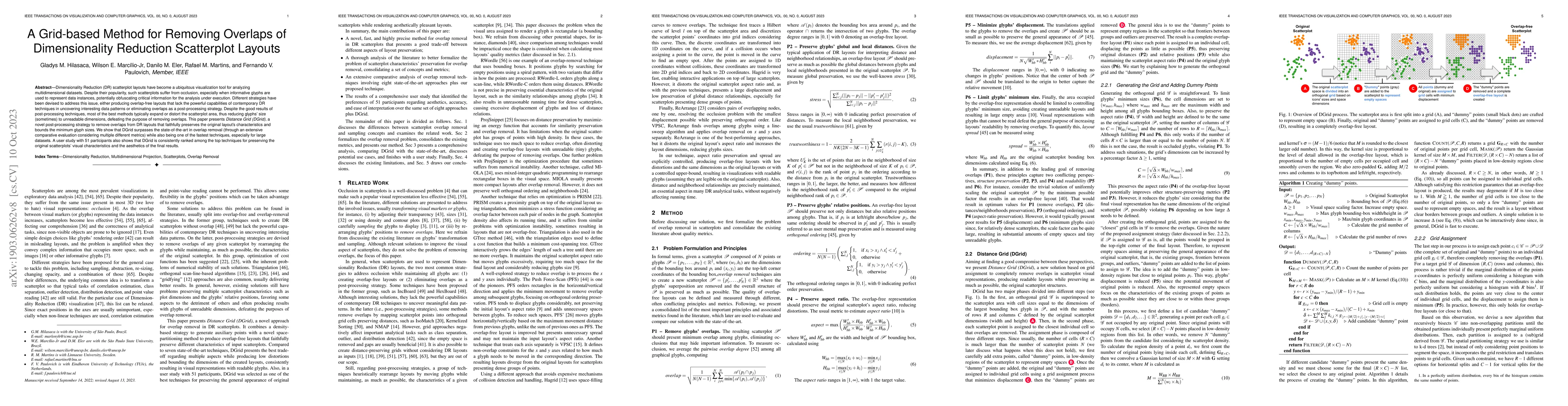 Thumbnail for A Grid-based Method for Removing Overlaps of Dimensionality Reduction
  Scatterplot Layouts
