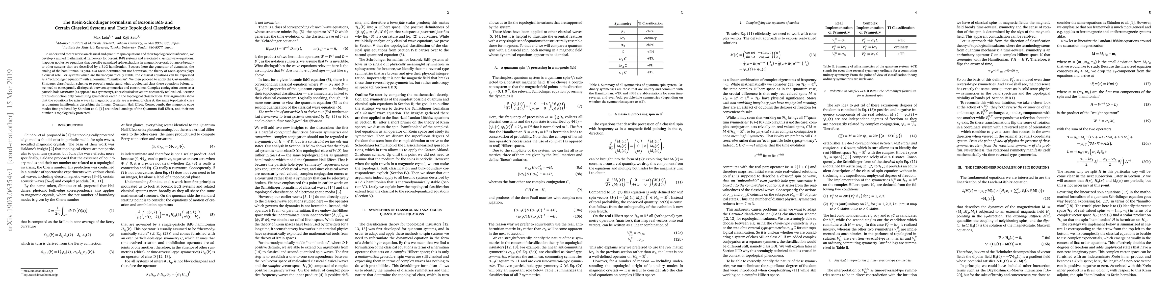 Thumbnail for The Krein-Schr\"odinger Formalism of Bosonic BdG and Certain Classical
  Systems and Their Topological Classification