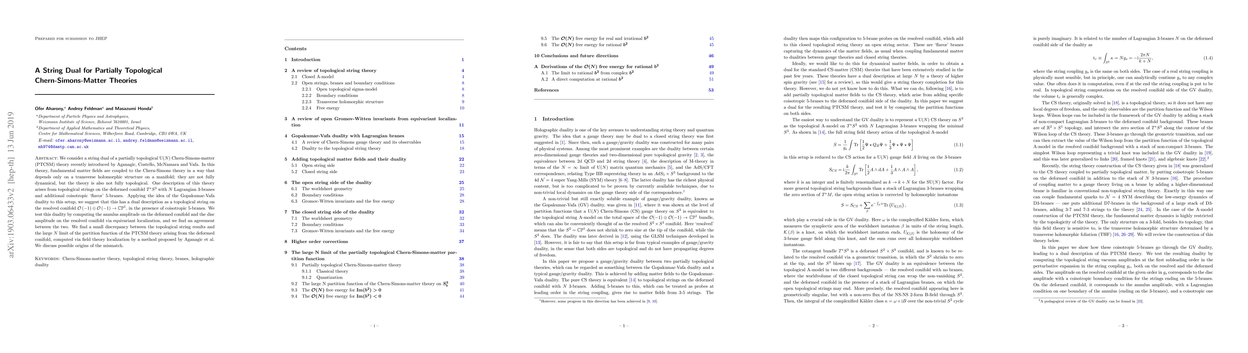 Thumbnail for A String Dual for Partially Topological Chern-Simons-Matter Theories