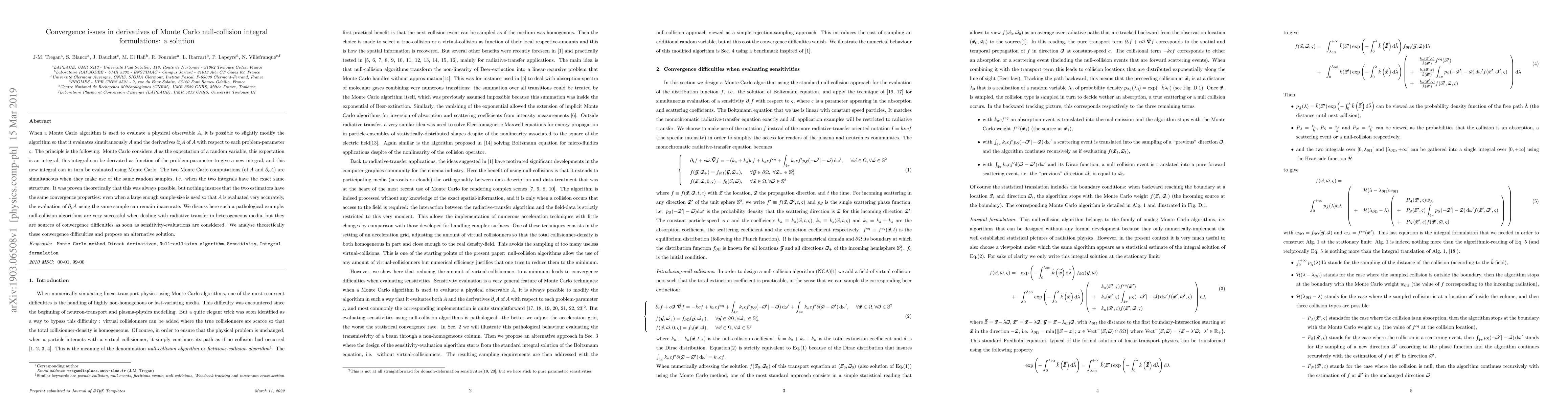 Thumbnail for Convergence issues in derivatives of Monte Carlo null-collision integral
  formulations: a solution